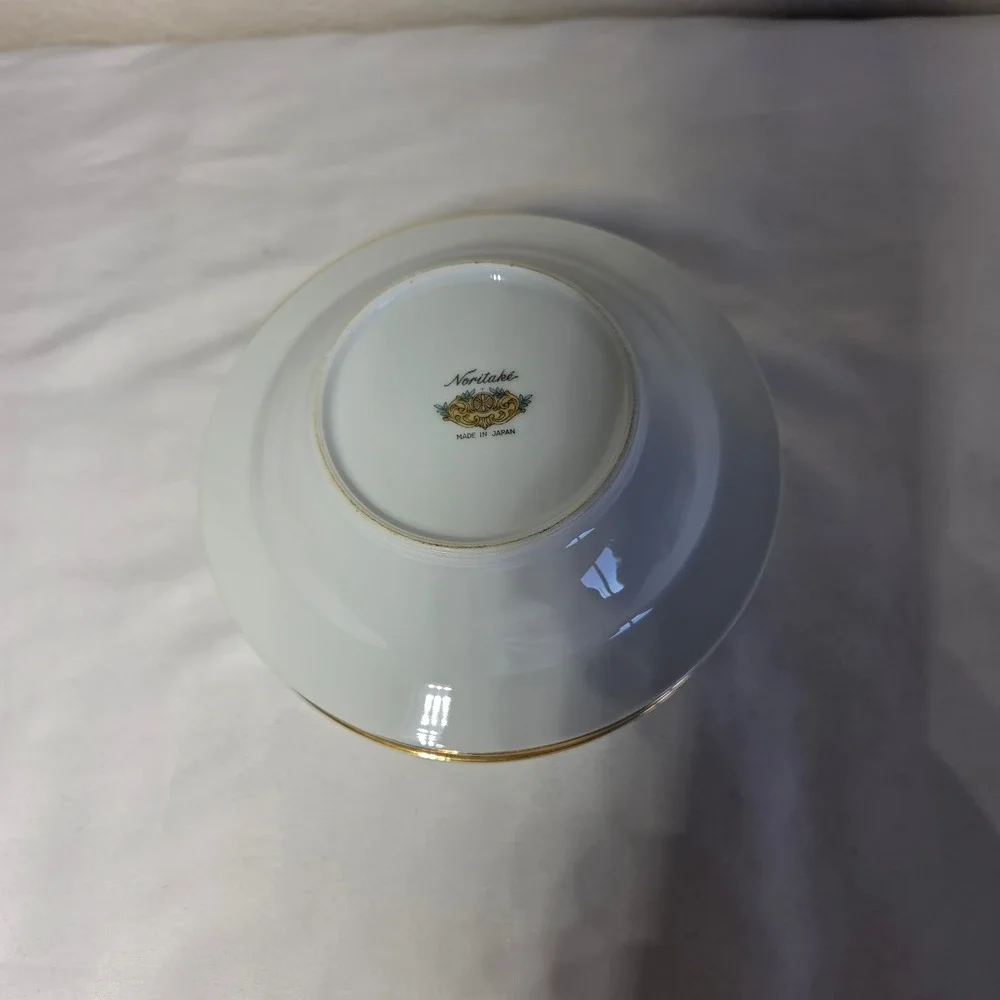 Noritake Japan Floral Fruit Bowls Set of 4 Gold Trim Red Border 5.5 Inch Vintage